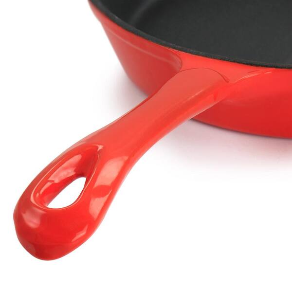 MegaChef Enameled Round 8 Inch PreSeasoned Cast Iron Frying Pan in Red - 8  Inch - On Sale - Bed Bath & Beyond - 35741983