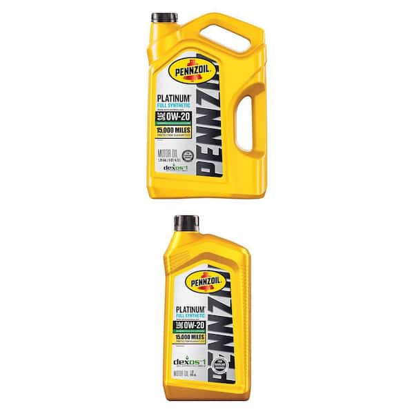 Platinum SAE 0W-20 Full Synthetic Motor Oil, 1 Qt and 5 Qt Combo