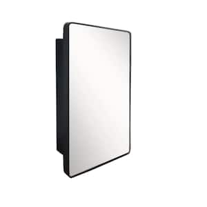 28.5 in. W x 17.7 in. H Rectangular Metal Framed Surface Mount Medicine Cabinet with Mirror in Matte Black