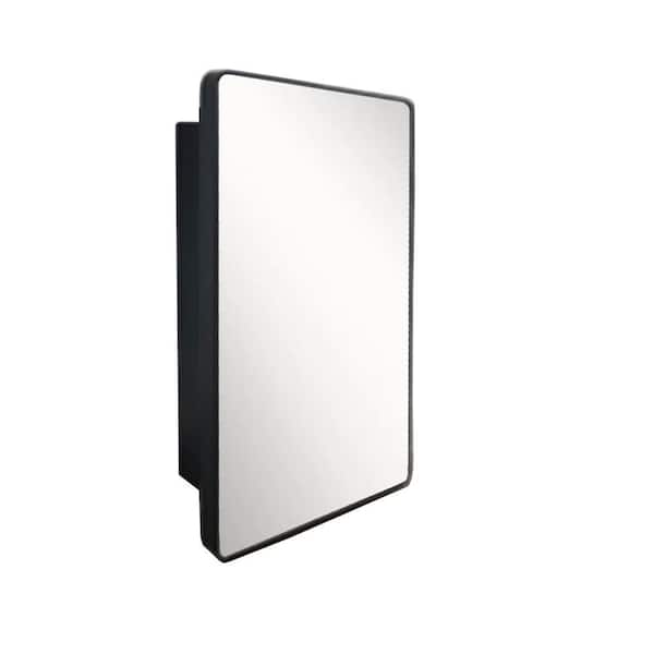 Bellaterra Home 28.5 in. W x 17.7 in. H Rectangular Metal Framed Surface Mount Medicine Cabinet with Mirror in Matte Black