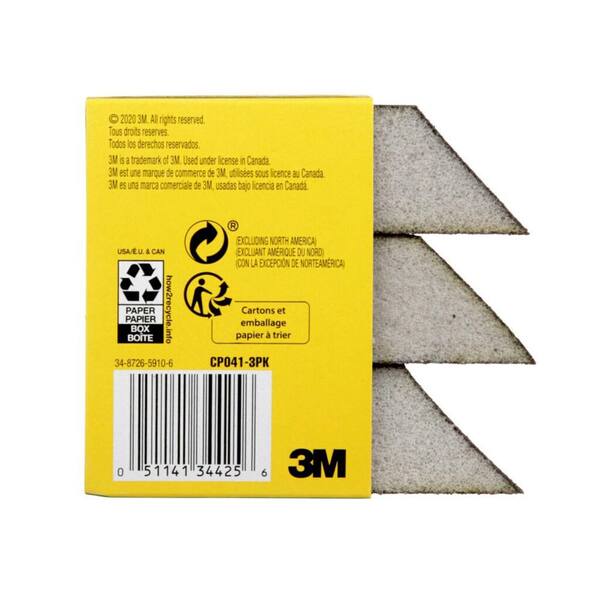 3M 2-7/8 in. x 4-7/8 in. 80 Medium-Grit Single Angled Sanding Sponge (3 Sponge-Pack)