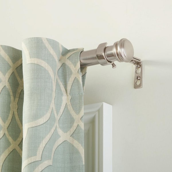 Brushed Nickel Steel Single 4 in. Projection Curtain Rod Bracket (Set of 2)