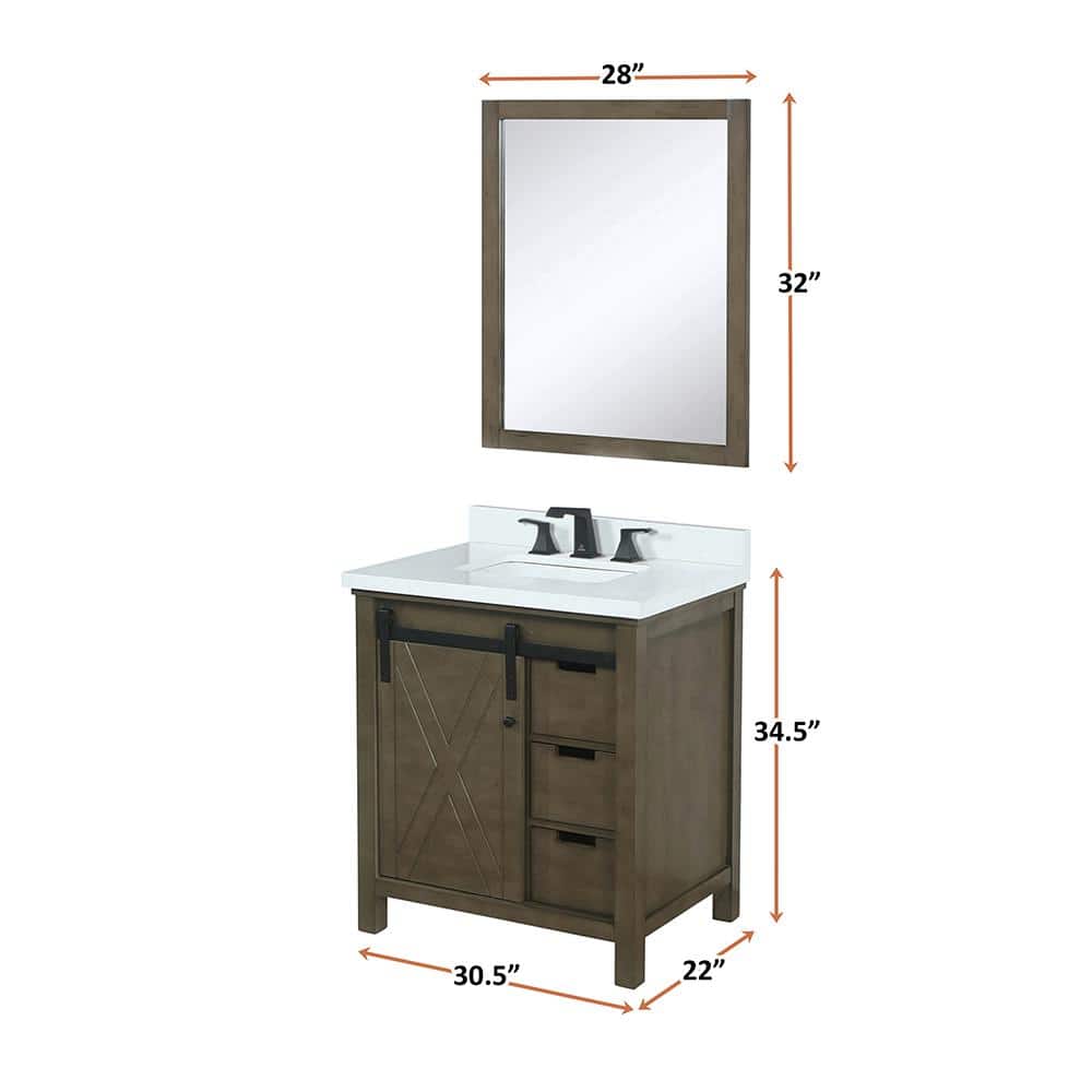 Marsyas 30" Rustic Brown Birch Freestanding Vanity Cabinet