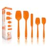 Ovente Orange Non-Stick Silicone Spatula Set with Heat Resistant & Stainless Steel Core, Set of 5