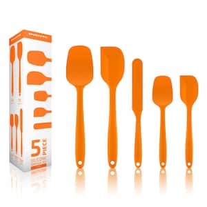 Orange Non-Stick Silicone Spatula Set with Heat Resistant & Stainless Steel Core, Set of 5