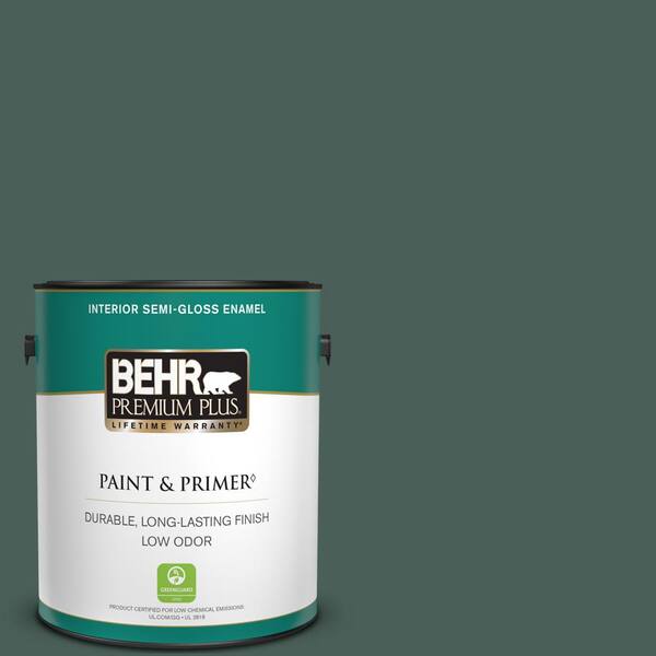 BEHR PREMIUM PLUS 1 gal. #ICC-86 New Hunter Semi-Gloss Enamel Low Odor Interior Paint & Primer