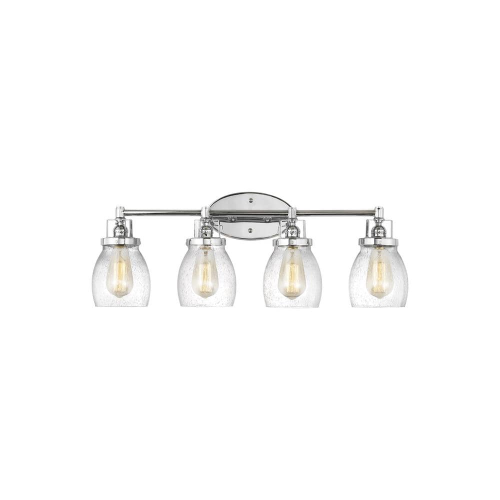 Belton Chrome 4-Light Vanity with Clear Seeded Glass Shades