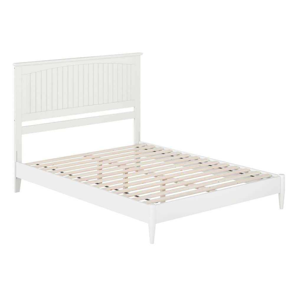 Naples White Queen Wood Low Profile Platform Bed with Slats