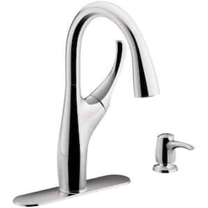Mazz Single-Handle Pull-Down Sprayer Kitchen Faucet in Polished Chrome