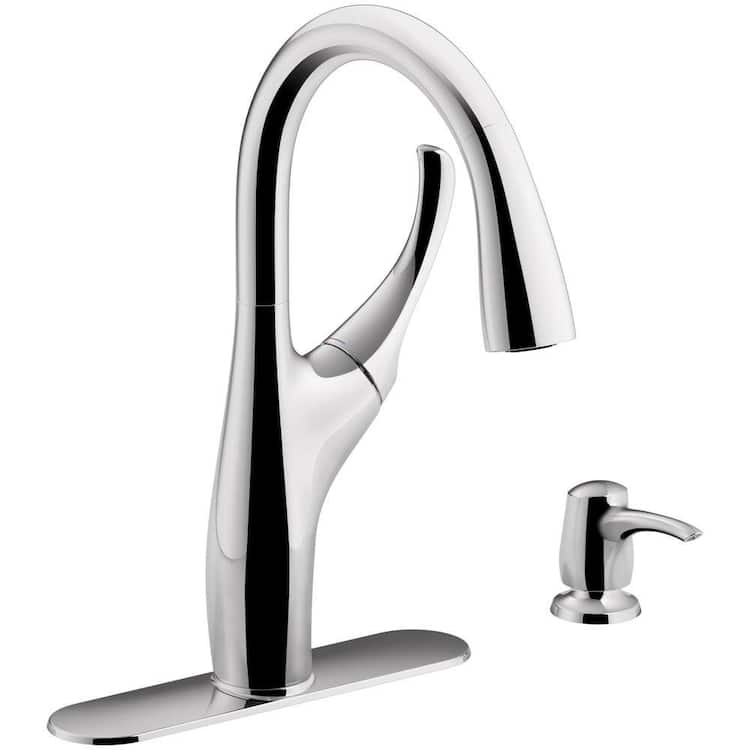 kohler mazz single-handle pull-down sprayer kitchen faucet in polished chrome