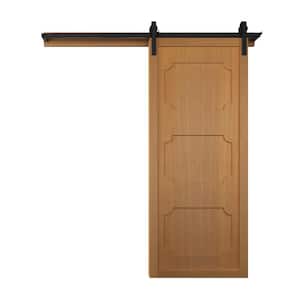 30 in. x 84 in. The Harlow III Sands Wood Sliding Barn Door with Hardware Kit in Stainless Steel