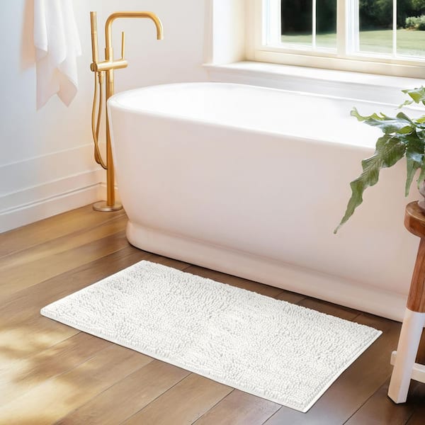 Ultra Soft 34 in. x 21 in. White Chenille Bath Mat