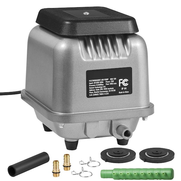 Linear Air Pump, 109 L/Min Air Flow Septic Aerator Pump, Aeration System for 1/2 Acre 10 ft. Deep Ponds, Water Gardens