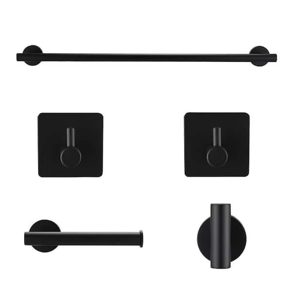 5Pieces Bath Hardware Set in Matte Black Bathroom Hardware Accessories