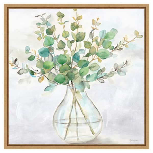 Amanti Art Eucalyptus Vase II by Cynthia Coulter 22 in. W x 22 in. H. Canvas Wall Art Print Framed in Brown