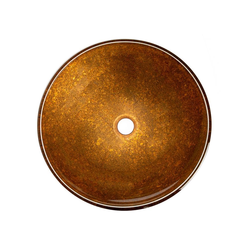Bronze Tempered Glass Round Above-Counter Bathroom Sink