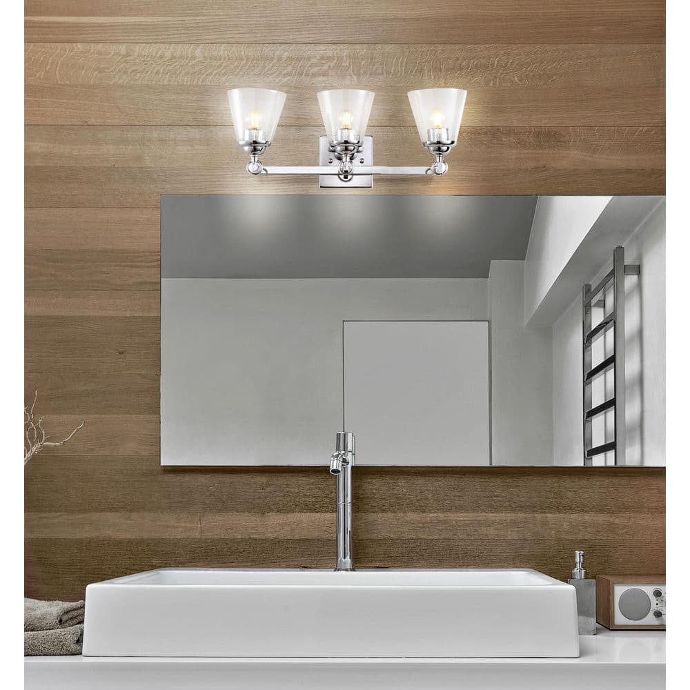 Marion 21" Polished Chrome 3-Light Vanity Sconce with Clear Glass