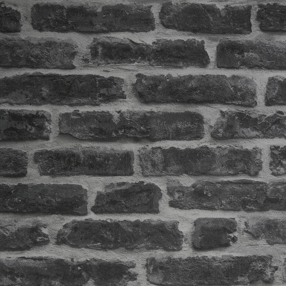 Transform Industrial Brick Charcoal Peel and Stick Wallpaper