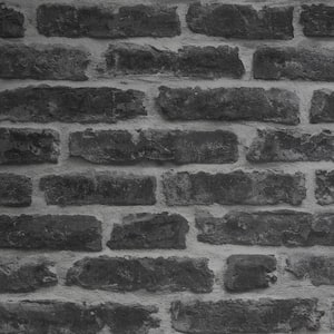 Industrial Brick Charcoal Removable Peel and Stick Wallpaper