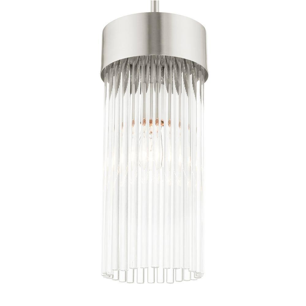 Brushed Nickel Crystal Drum Pendant Light