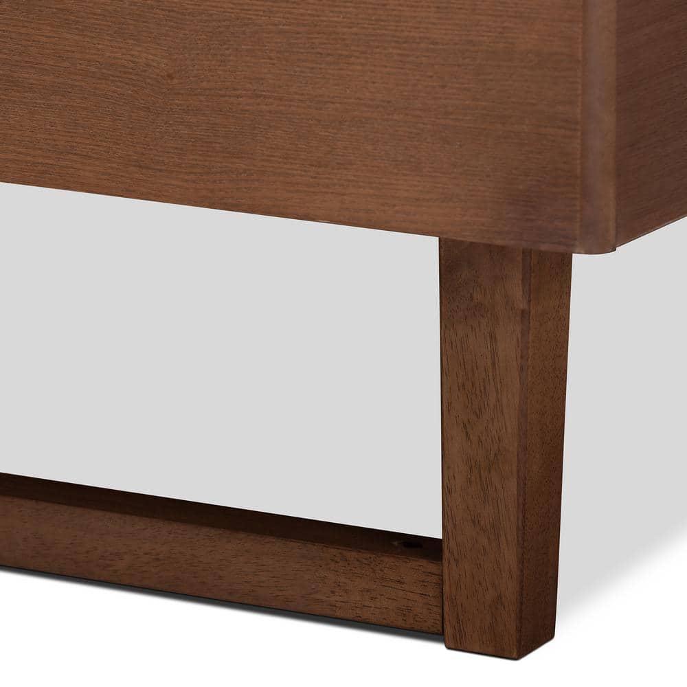 Liliya Walnut Brown Full Size Wood Platform Bed Frame with Slats