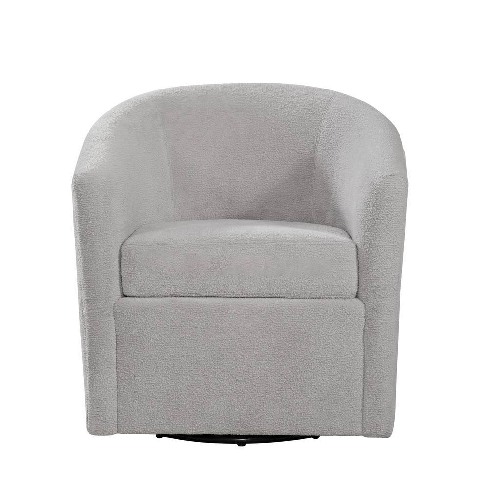 Light Gray Velvet Barrel Swivel Accent Chair