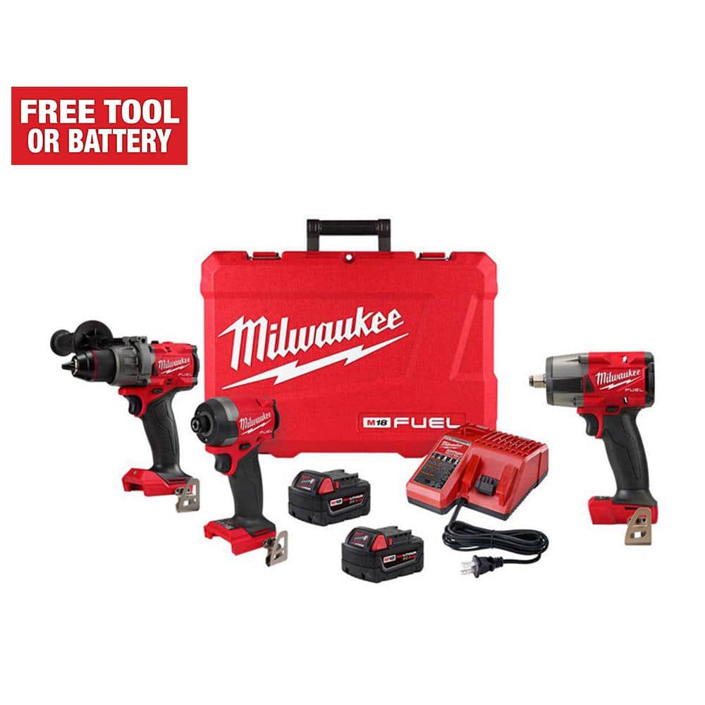 Milwaukee M18 FUEL 18-V Lithium-Ion Brushless Cordless Hammer Drill/Impact Driver Combo Kit (2-Tool) with 1/2 in. Impact Wrench -  3697-22-2962