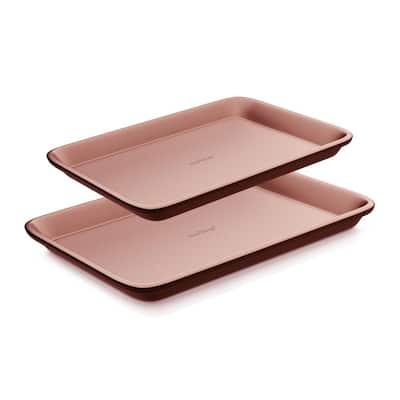 2-Piece Gray Kitchen Oven Baking Pans Deluxe Non-Stick Cookie Sheet Bakeware