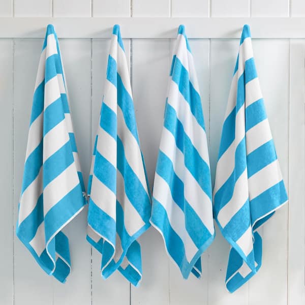 Air Blue 100% Cotton Cabana 4-Pack Oversized Beach and Pool Towels