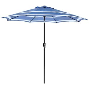 9 ft. Steel Market Crank and Tilt Pattern Patio Umbrella in Blue and White