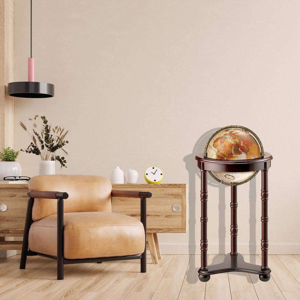 Lancaster 12" Bronze Metallic Globe with Dark Cherry Wood Stand