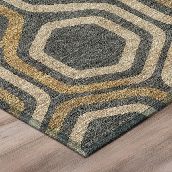 Chantille Machine Washable Indoor/Outdoor Abstract ACN2956 Charcoal 10 ft. x 14 ft. Area Rug