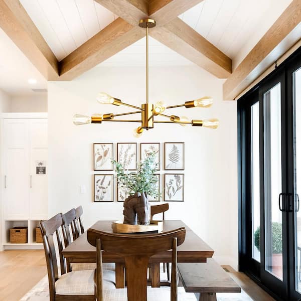 Emeritpro 8-Light Copper Industrial Branch Chandelier, E26 Base