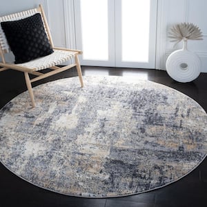 Amelia Gray/Gold 7 ft. x 7 ft. Distressed Round Area Rug