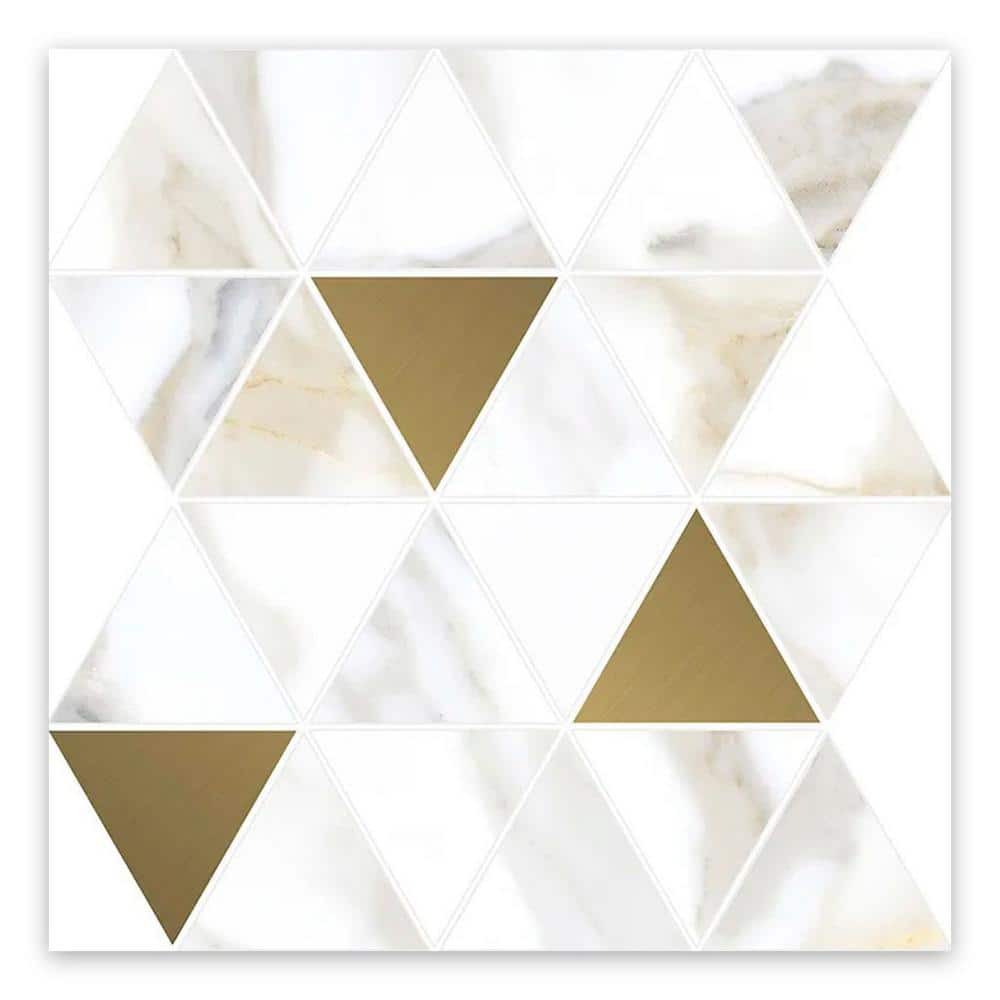 Strata 10 in. x 11 in. Matte White, Gold Porcelain Mosaic Triangle Wall and Floor Tile (8.58 sq. ft./Case) - 11 Pack price history on PriceWatchPro