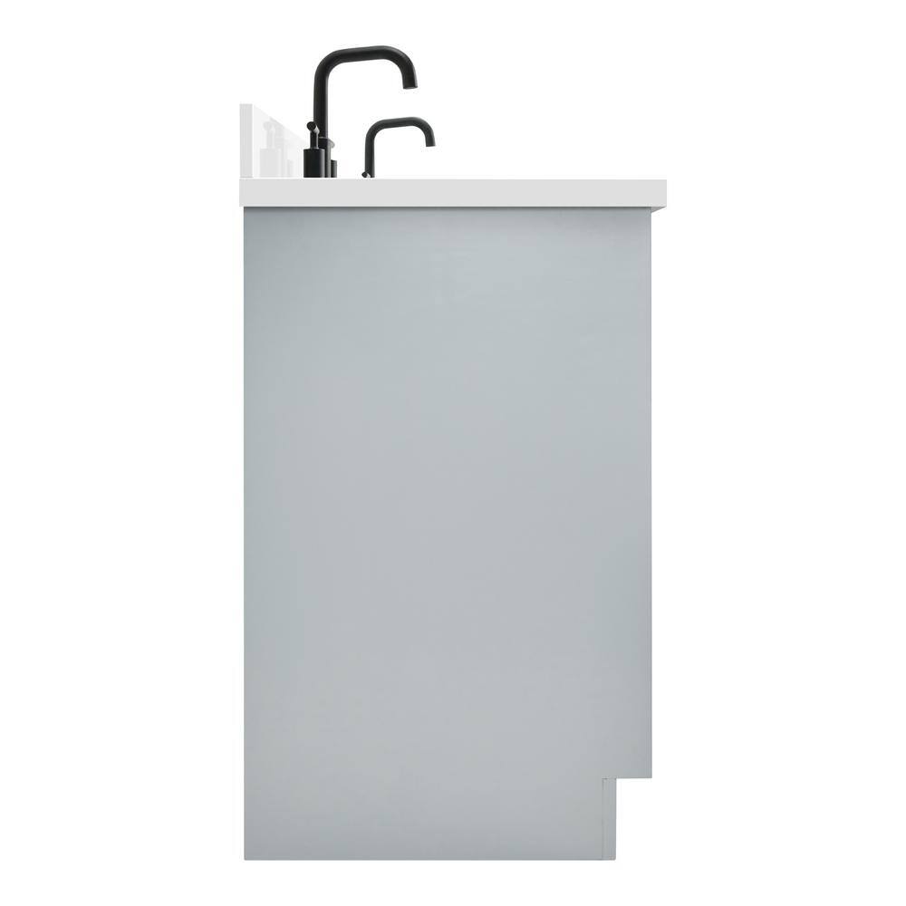 Kelly 67" Light Gray Wood Double Vanity with White Quartz Top