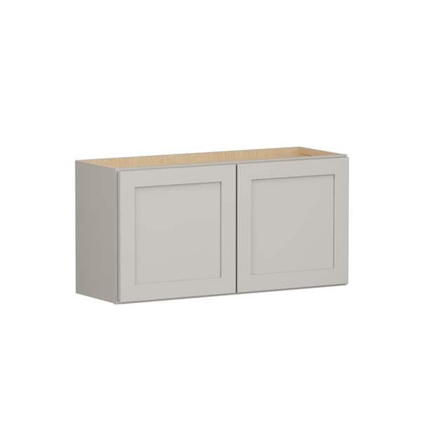 SIMPLY WOODMARK PRO Shaker Full Overlay 36 in. W x 12 in. D x 18 in. H Plywood Assembled Wall Kitchen Cabinet in Stone Gray