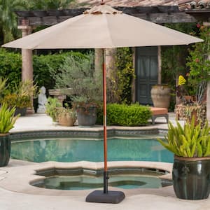 Reese 66 lbs. Plastic and Concrete Patio Umbrella Base in Brown