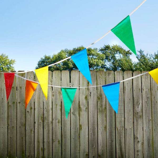 Parking Lot Display Garage Sale 60 Flags 100' Orange Pennant Flagging String 