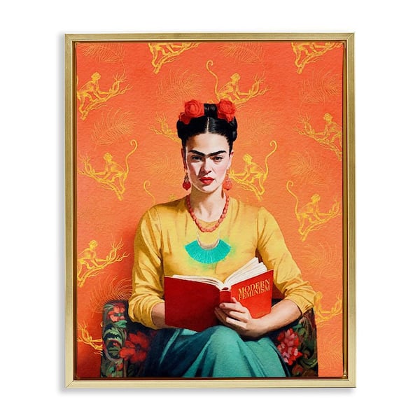 Modern Frida Kahlo by Amanda Greenwood 1 Piece Gold Floater Frame People Graphic Art Print 21 in. x 17 in.