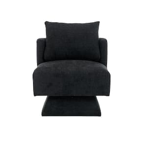 Modern Black Chenille Upholstered Comfy Swivel Accent Sofa Chair