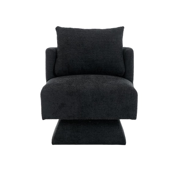 HOMEFUN Modern Black Chenille Upholstered Comfy Swivel Accent Sofa Chair