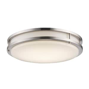 Barnes 17 in. Integrated LED Brushed Nickel Flush Mount Ceiling Light Fixture with Acrylic Shade