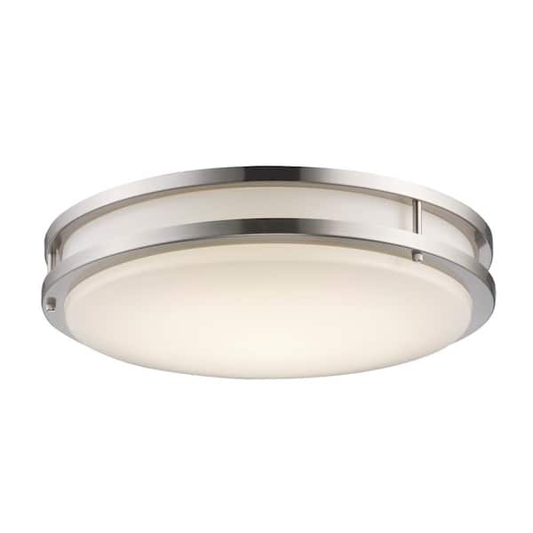 Bel Air Lighting Barnes 17 in. Integrated LED Brushed Nickel Flush Mount Ceiling Light Fixture with Acrylic Shade