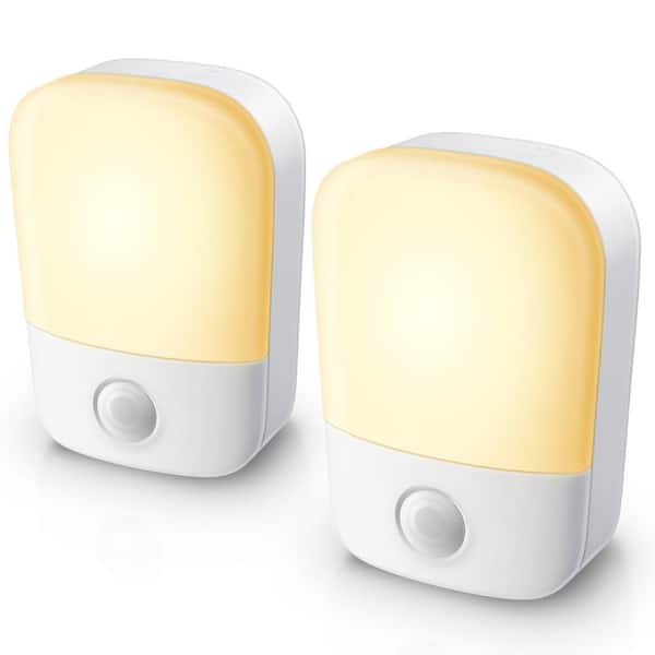 YANSUN Night Light with Dusk to Dawn Sensor, 30/60 LM Adjustable Brightness, 3000K Soft Warm Nightlights (2-Pack)