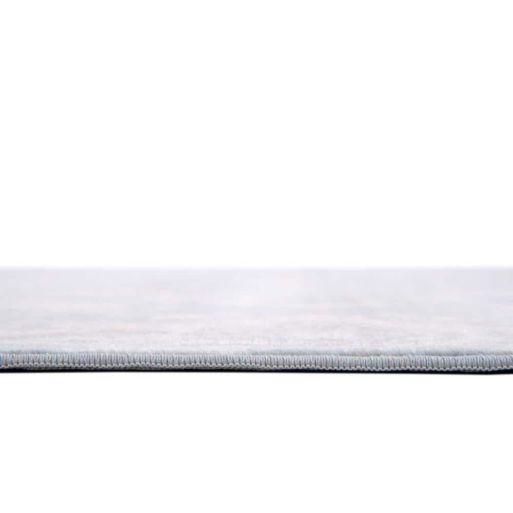 Serene Light Blue Floral Indoor Rug 5' x 8' - Stain-Resistant and Easy Care