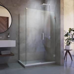 Unidoor Plus 46 in. W x 34-3/8 in. D x 72 in. H Frameless Hinged Shower Enclosure in Brushed Nickel