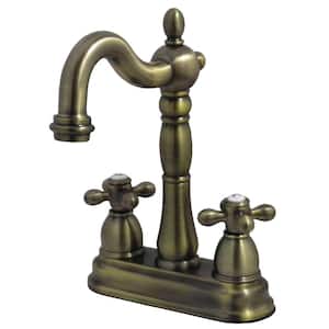 Traditional 2-Handle Bar Faucet in Antique Brass