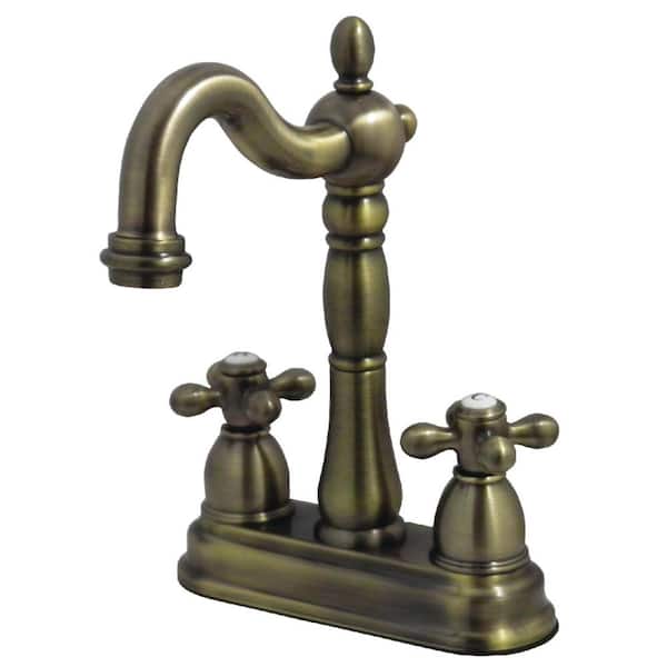 Kingston Brass Traditional 2-Handle Bar Faucet in Antique Brass