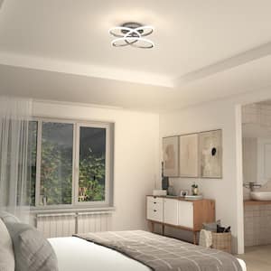 Swirl Butterfly 16 in. 1-Light Modern Chrome Integrated LED Flush Mount Ceiling Light Fixture for Kitchen or Bedroom